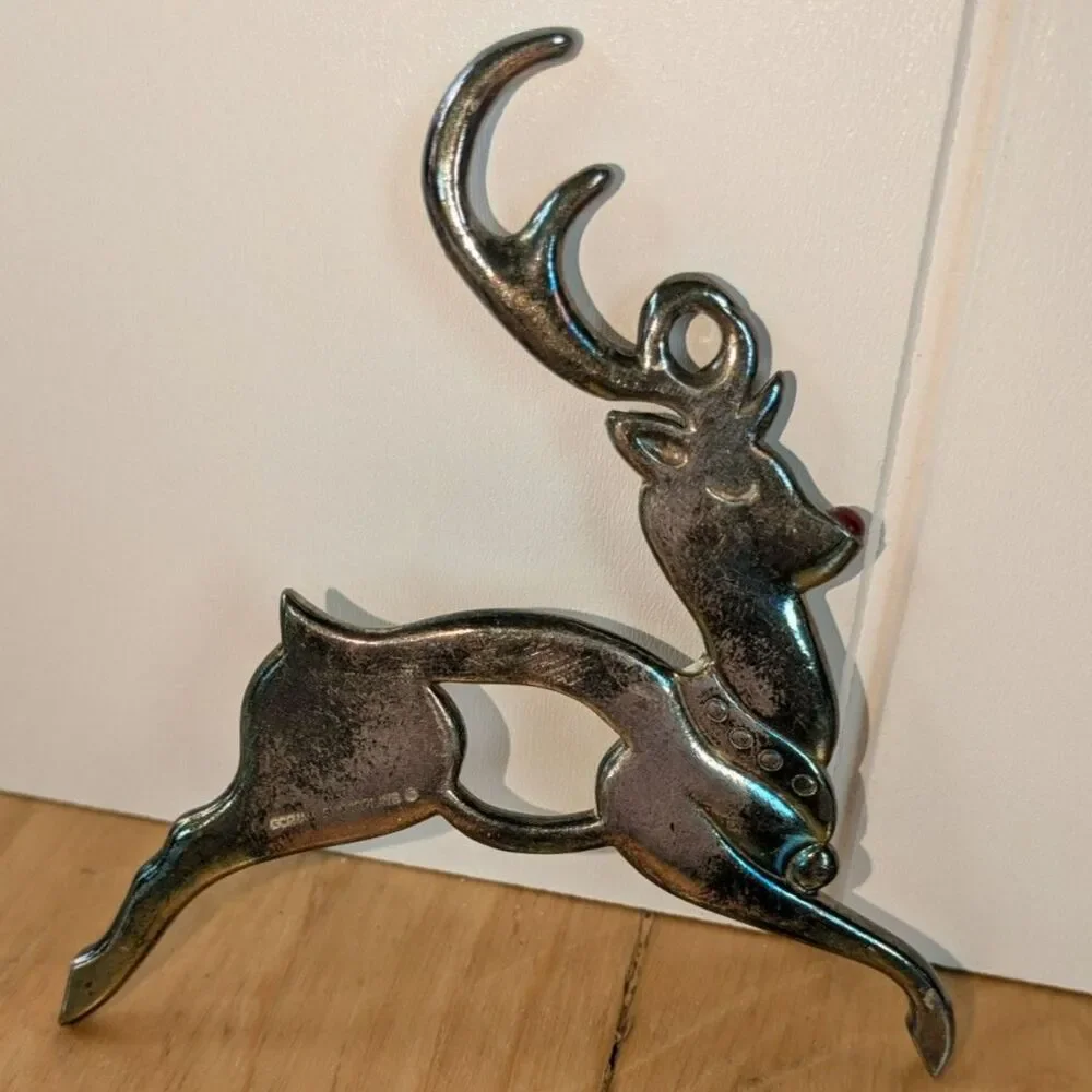 Vintage Gorham Silverplate Rudolph Ornament - 3.5